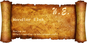Wendler Elek névjegykártya